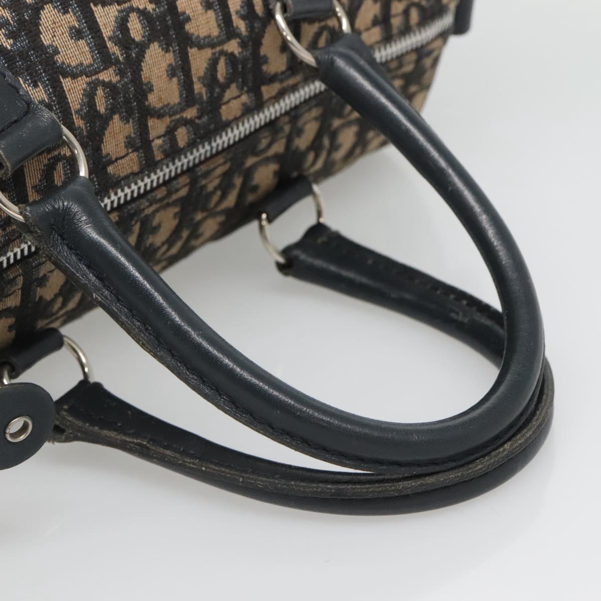 Christian Dior Trotter Canvas Boston Bag Navy Silver Auth ep10723