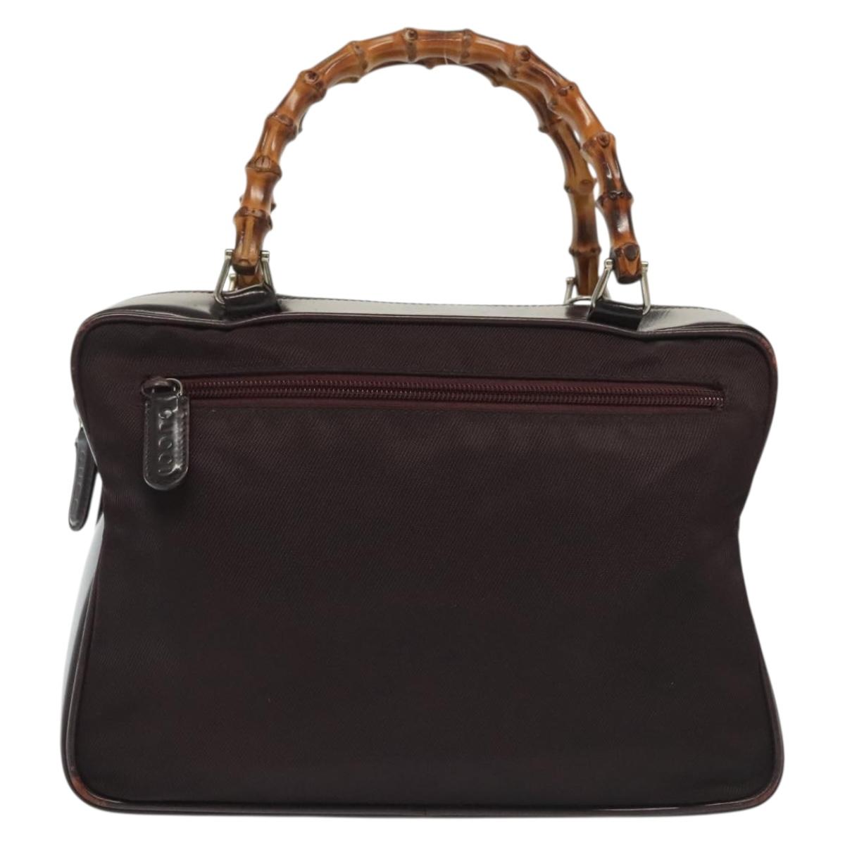 GUCCI Bamboo Hand Bag Nylon 2way Black Silver 000 0538 Auth ep10728