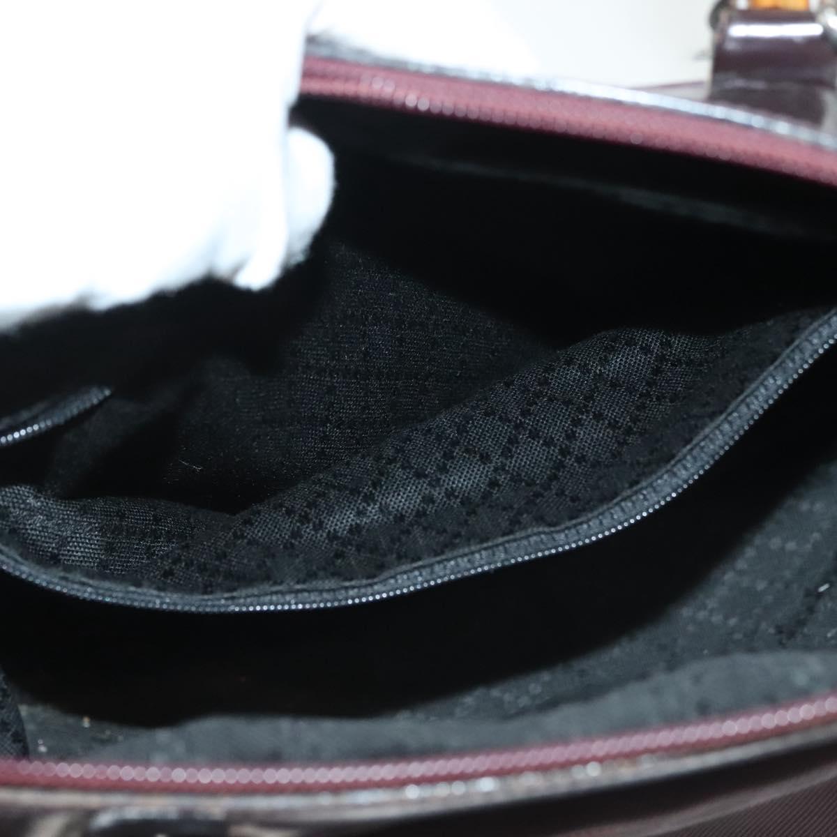 GUCCI Bamboo Hand Bag Nylon 2way Black Silver 000 0538 Auth ep10728