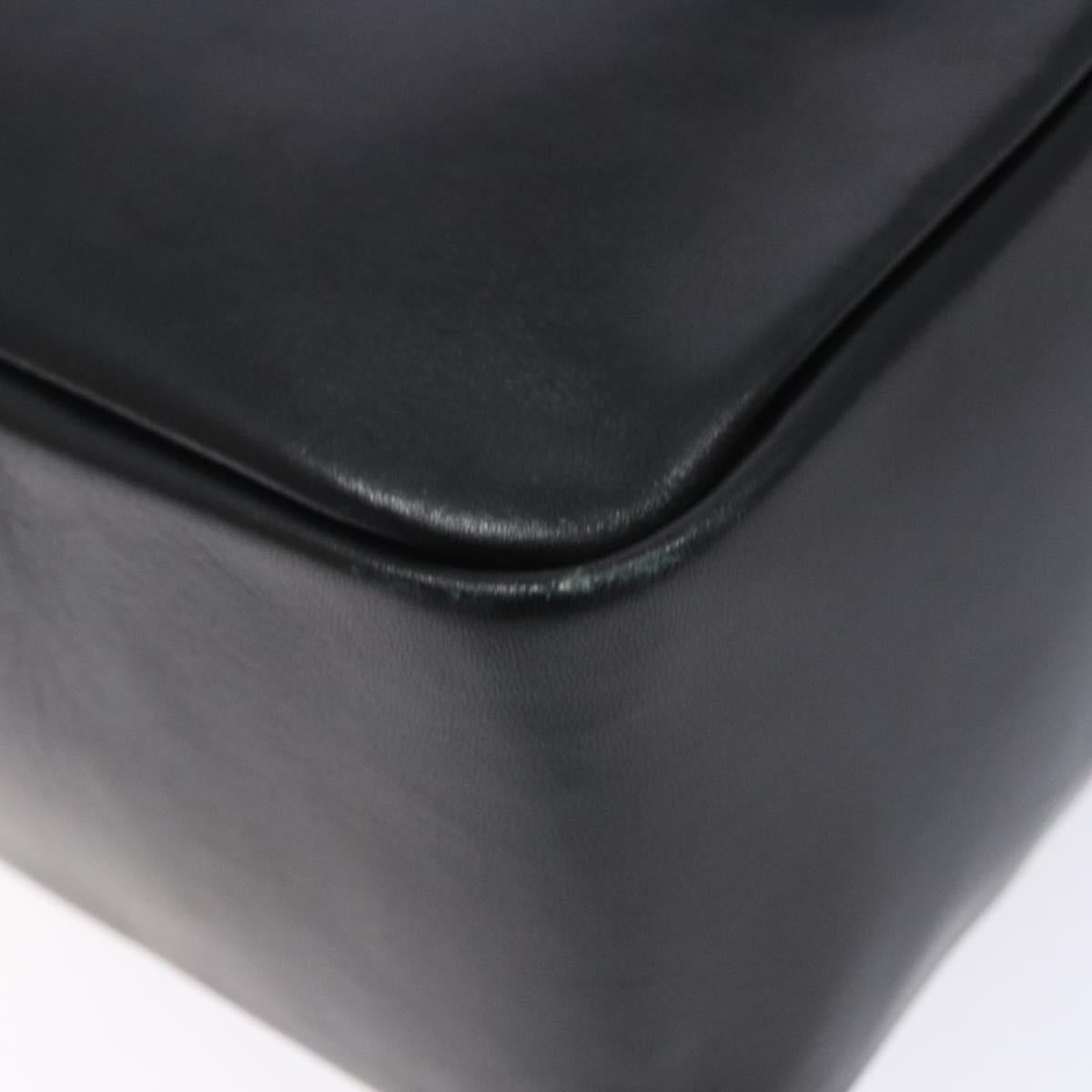 GUCCI Bamboo Hand Bag Leather Black Gold 000 3444 0575 Auth ep10729