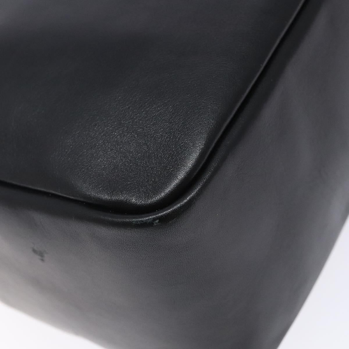 GUCCI Bamboo Hand Bag Leather Black Gold 000 3444 0575 Auth ep10729