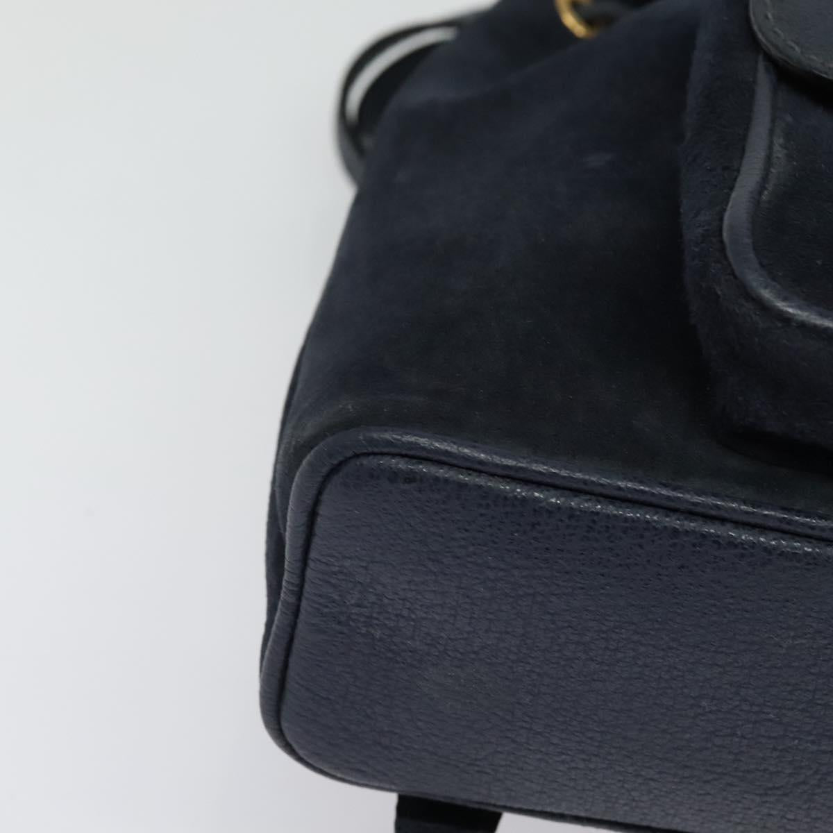 GUCCI Bamboo Backpack Suede Navy Gold 003 2034 0030 Auth ep10733
