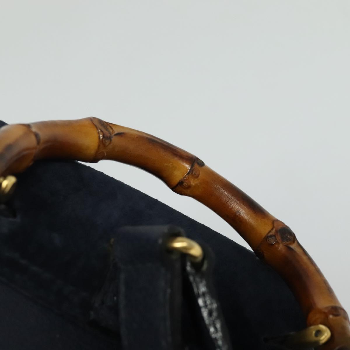 GUCCI Bamboo Backpack Suede Navy Gold 003 2034 0030 Auth ep10733
