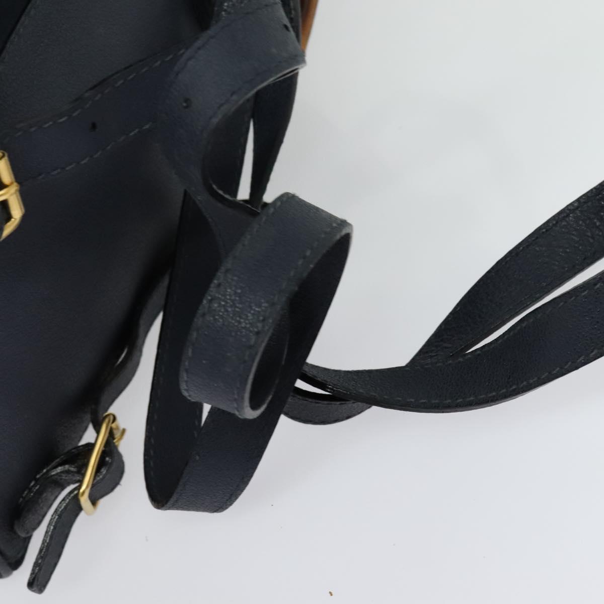 GUCCI Bamboo Backpack Suede Navy Gold 003 2034 0030 Auth ep10733