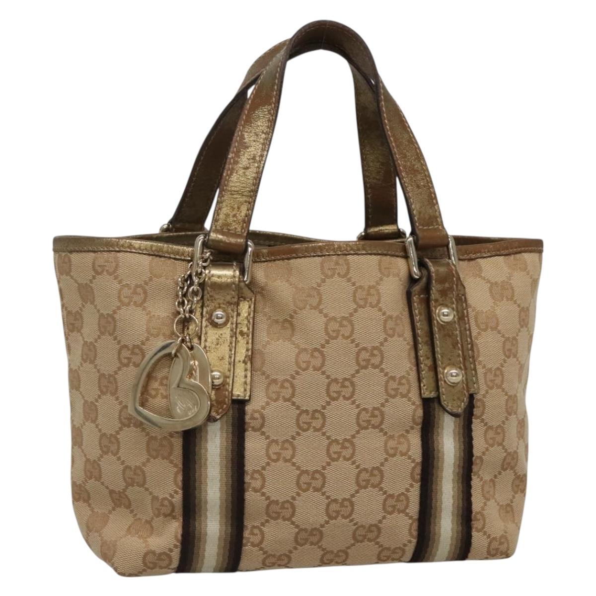 GUCCI GG Canvas Hand Bag Beige Gold 139261 Auth ep10747