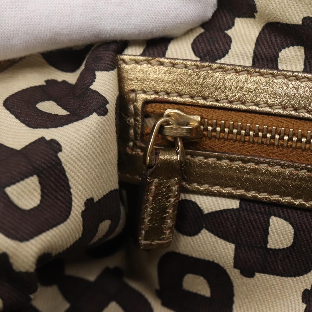 GUCCI GG Canvas Hand Bag Beige Gold 139261 Auth ep10747