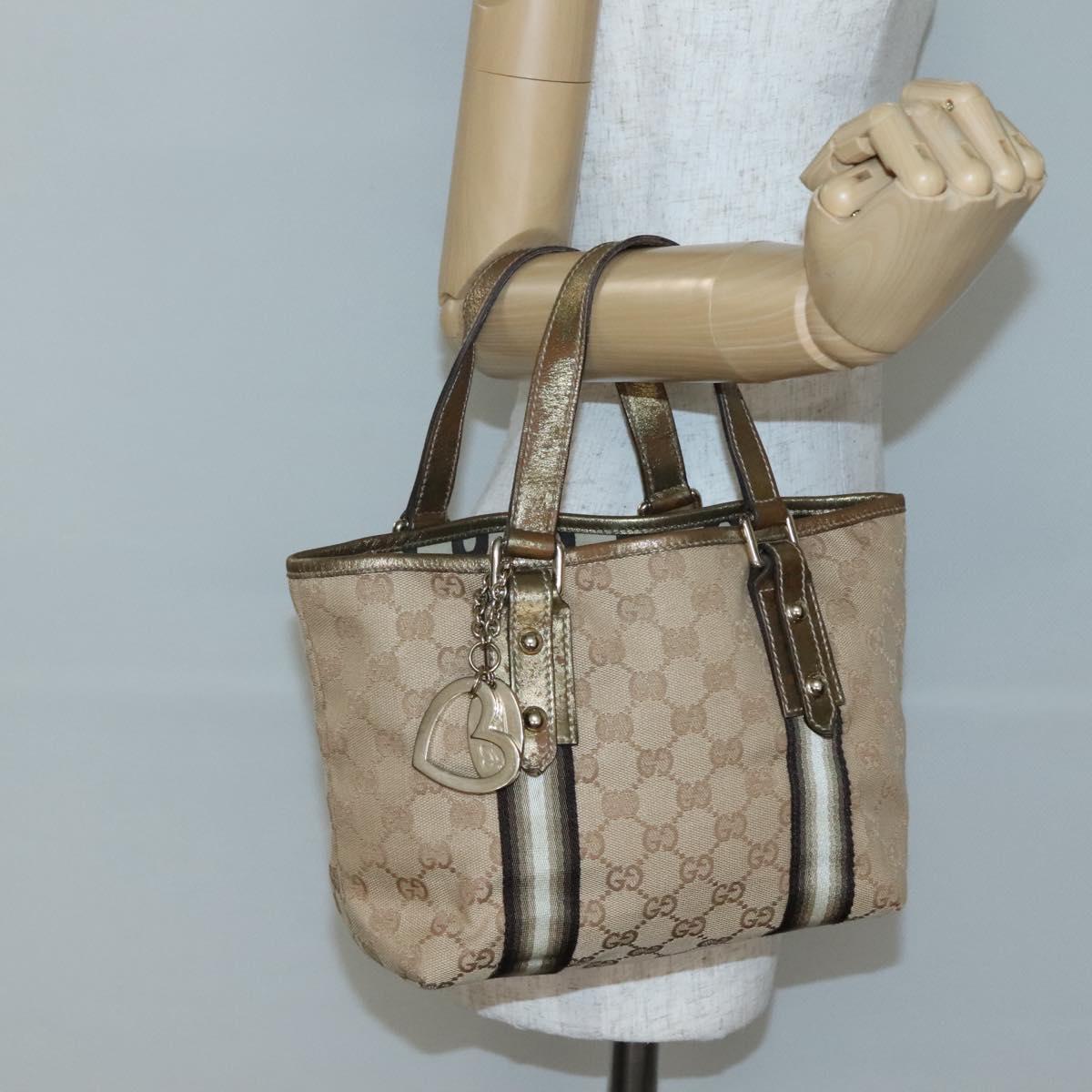 GUCCI GG Canvas Hand Bag Beige Gold 139261 Auth ep10747