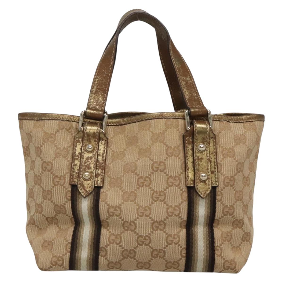 GUCCI GG Canvas Hand Bag Beige Gold 139261 Auth ep10747