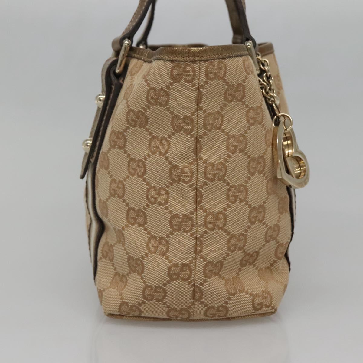 GUCCI GG Canvas Hand Bag Beige Gold 139261 Auth ep10747