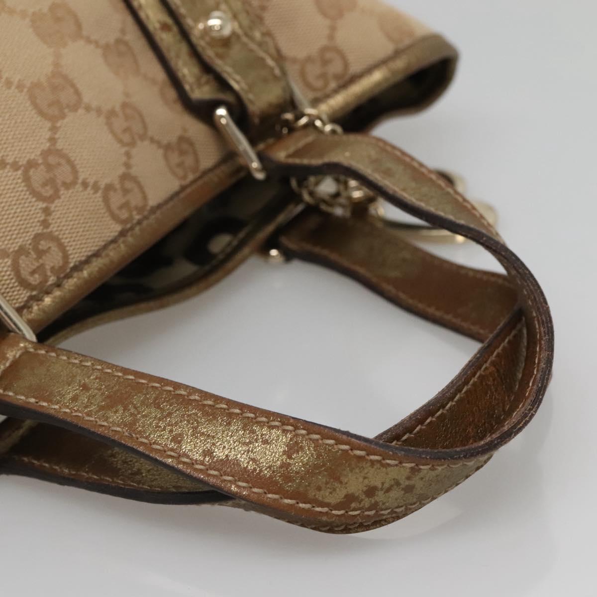 GUCCI GG Canvas Hand Bag Beige Gold 139261 Auth ep10747