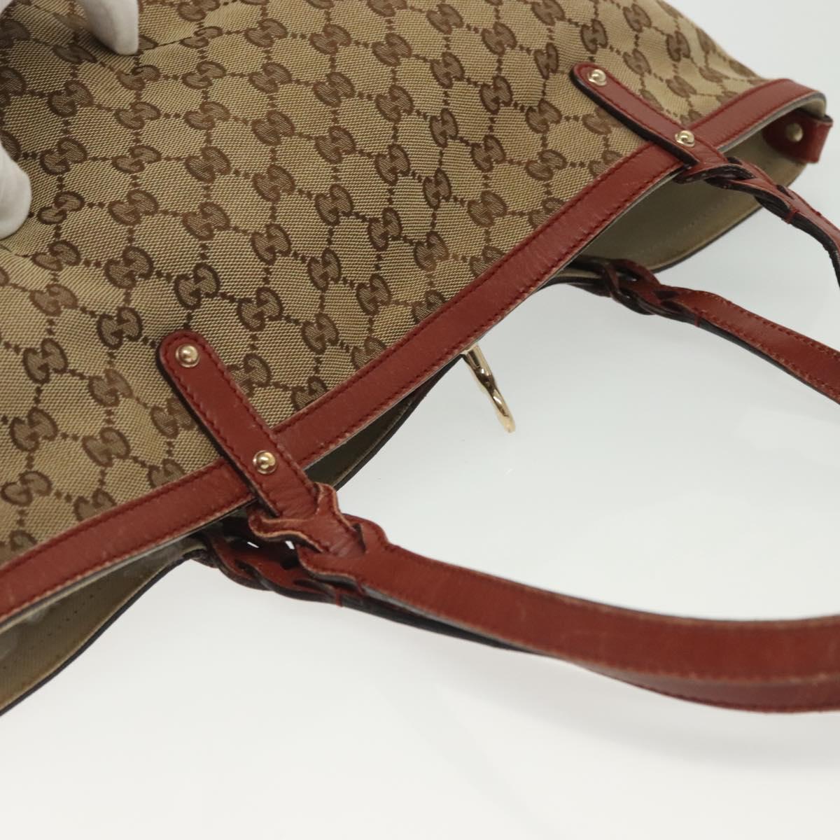 GUCCI GG Canvas Tote Bag Beige Gold 247209 Auth ep10749