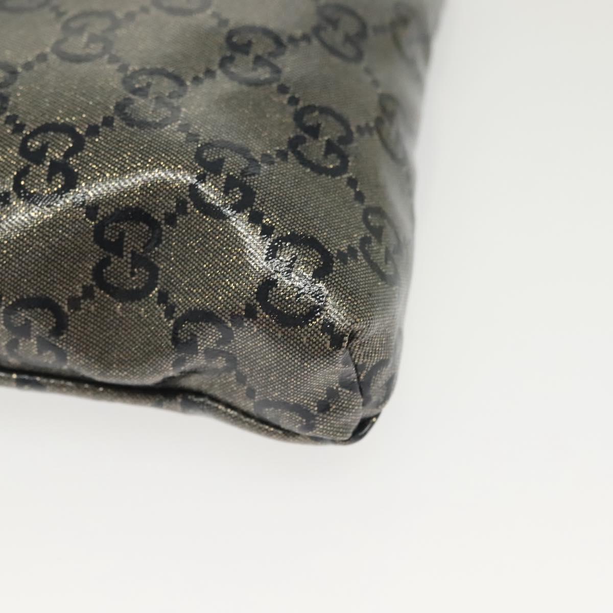 GUCCI GG Crystal Waist bag Coated Canvas Black Gold 28566 Auth ep10750