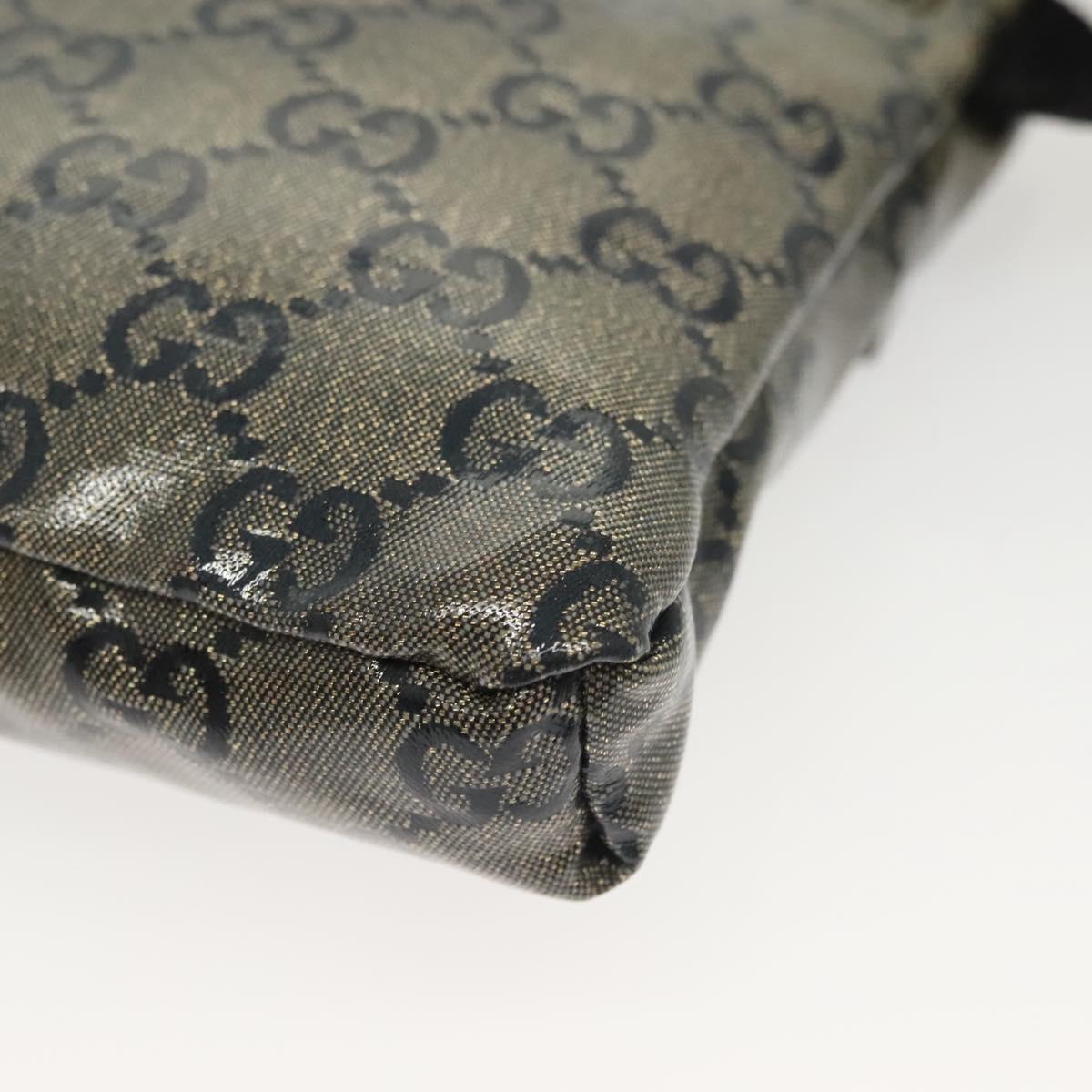 GUCCI GG Crystal Waist bag Coated Canvas Black Gold 28566 Auth ep10750