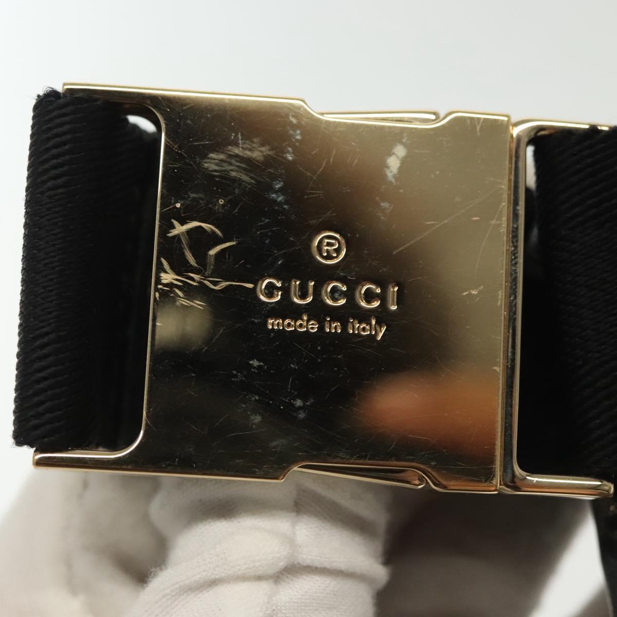 GUCCI GG Crystal Waist bag Coated Canvas Black Gold 28566 Auth ep10750