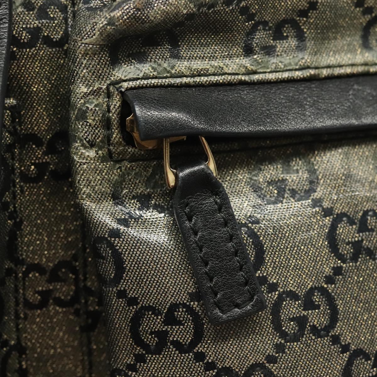 GUCCI GG Crystal Waist bag Coated Canvas Black Gold 28566 Auth ep10750