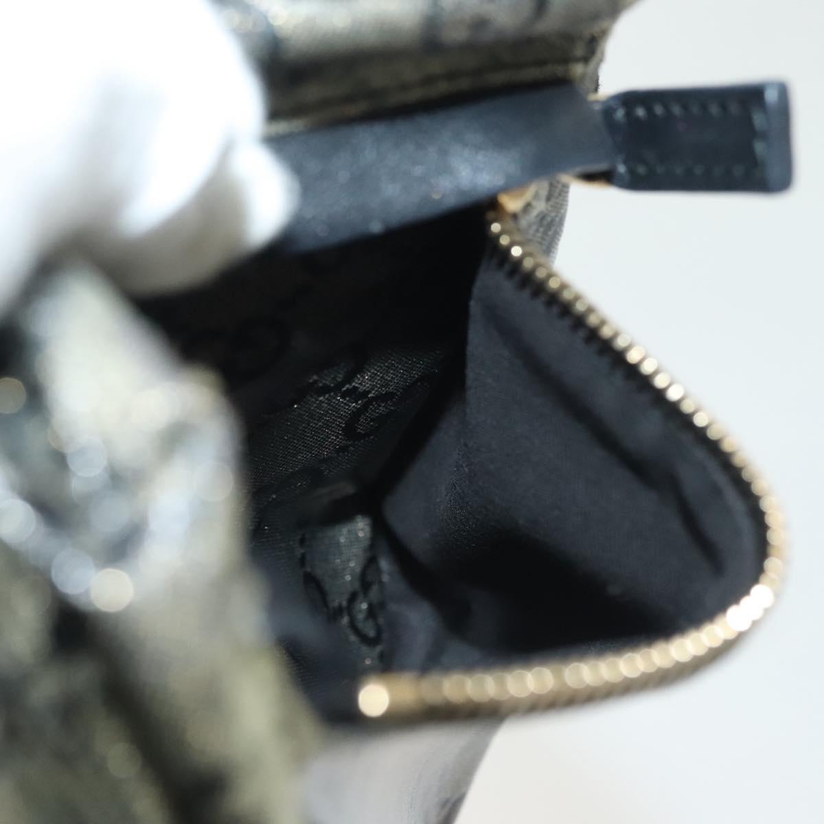GUCCI GG Crystal Waist bag Coated Canvas Black Gold 28566 Auth ep10750