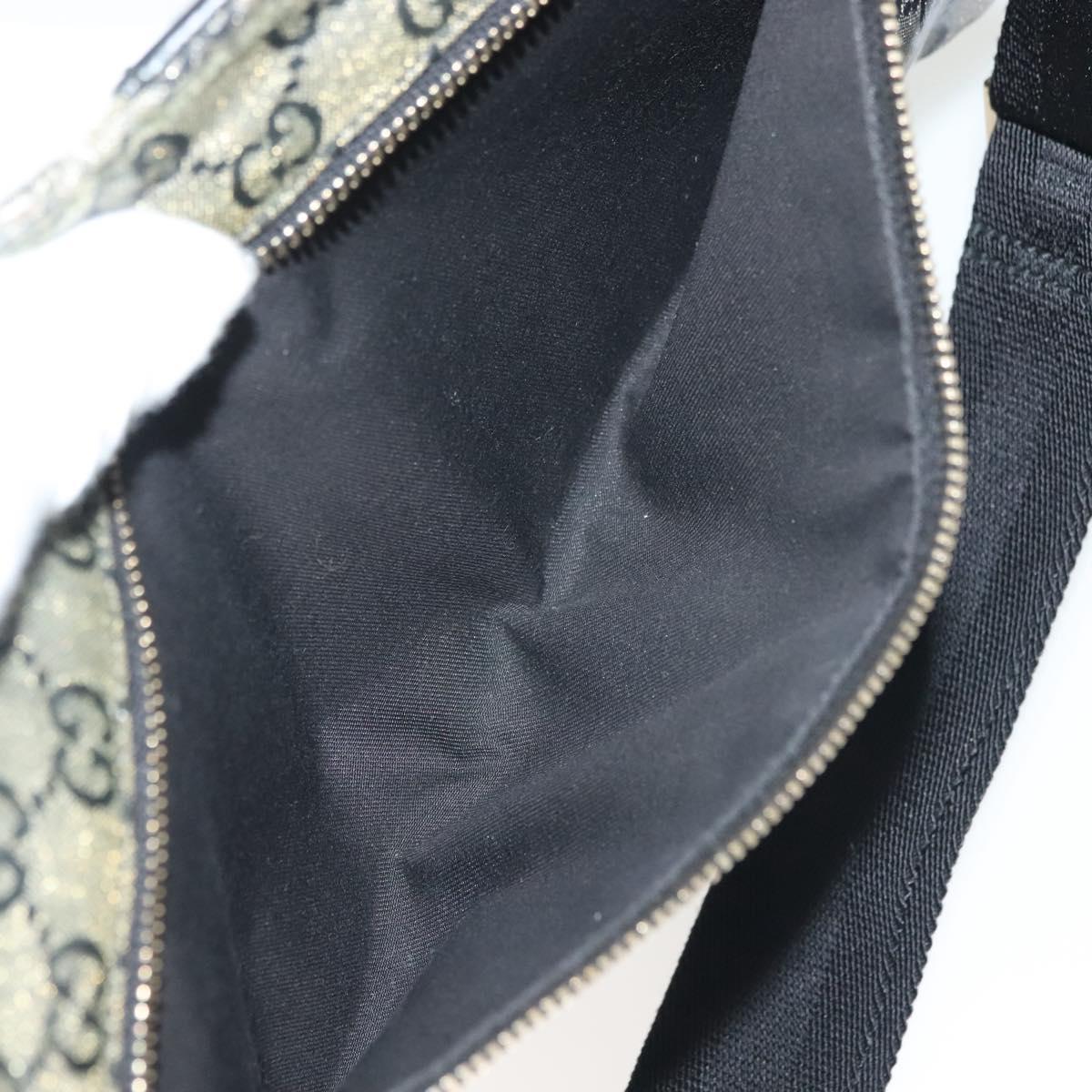 GUCCI GG Crystal Waist bag Coated Canvas Black Gold 28566 Auth ep10750