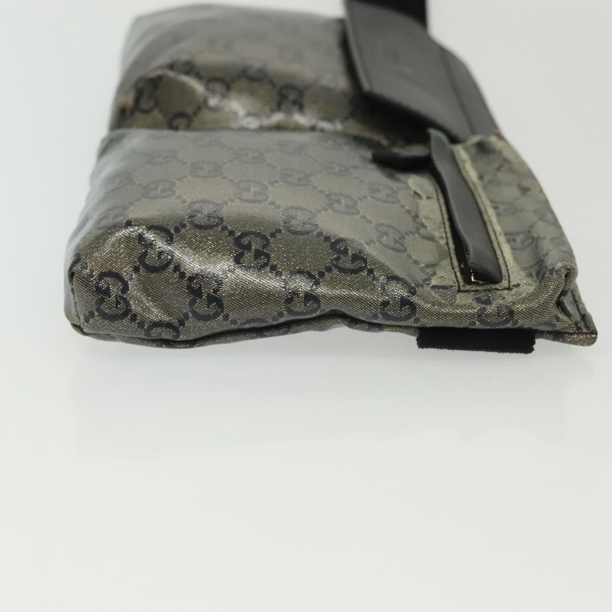 GUCCI GG Crystal Waist bag Coated Canvas Black Gold 28566 Auth ep10750