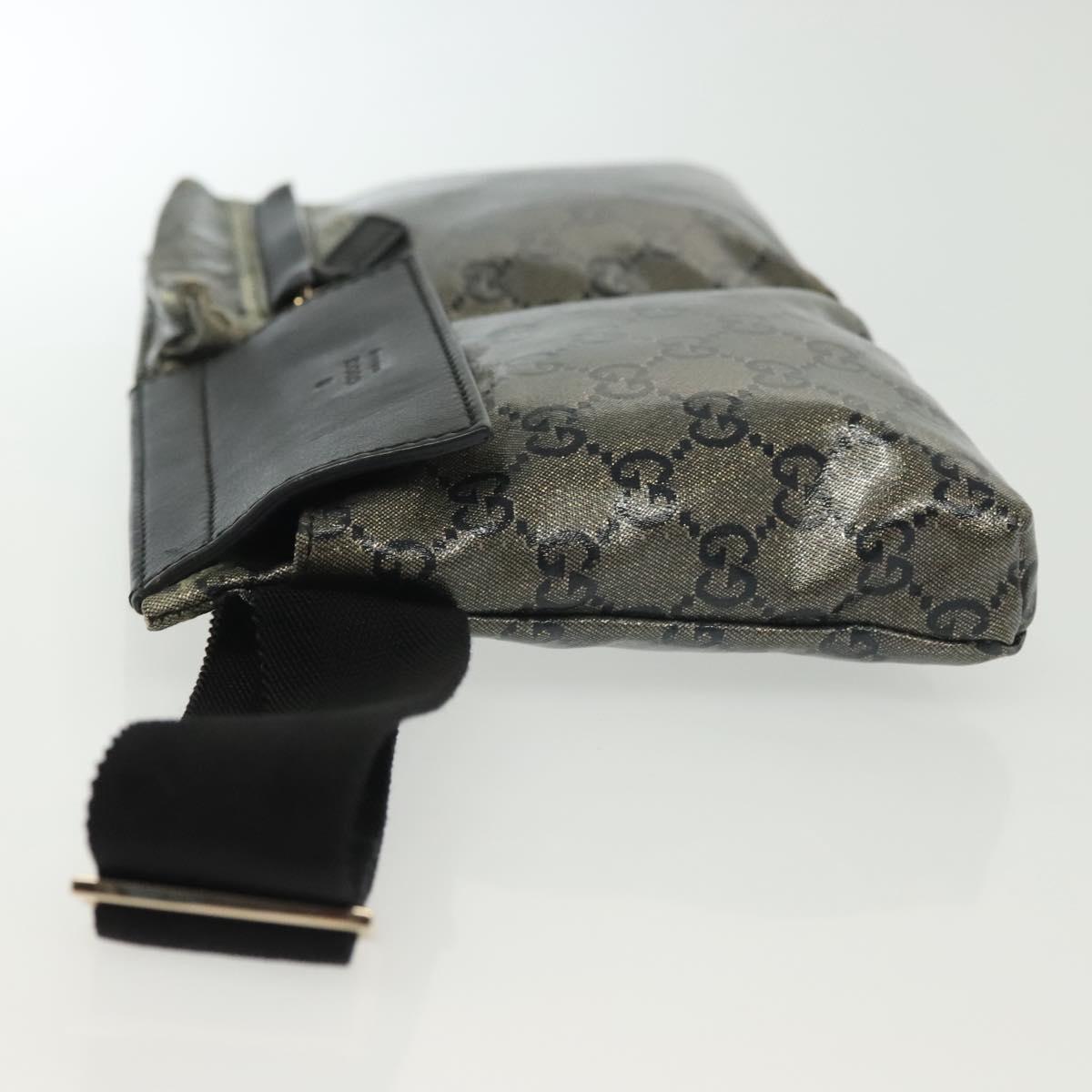 GUCCI GG Crystal Waist bag Coated Canvas Black Gold 28566 Auth ep10750