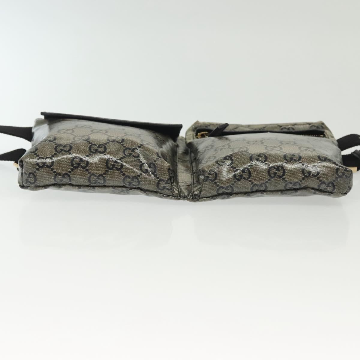 GUCCI GG Crystal Waist bag Coated Canvas Black Gold 28566 Auth ep10750