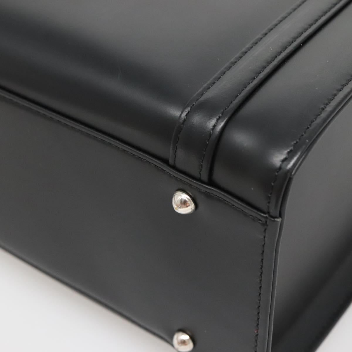 Burberrys Hand Bag Leather Black Silver Auth ep10754