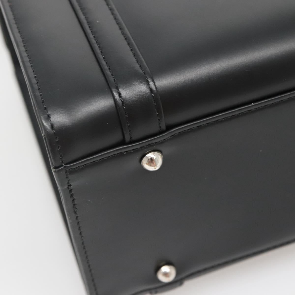 Burberrys Hand Bag Leather Black Silver Auth ep10754