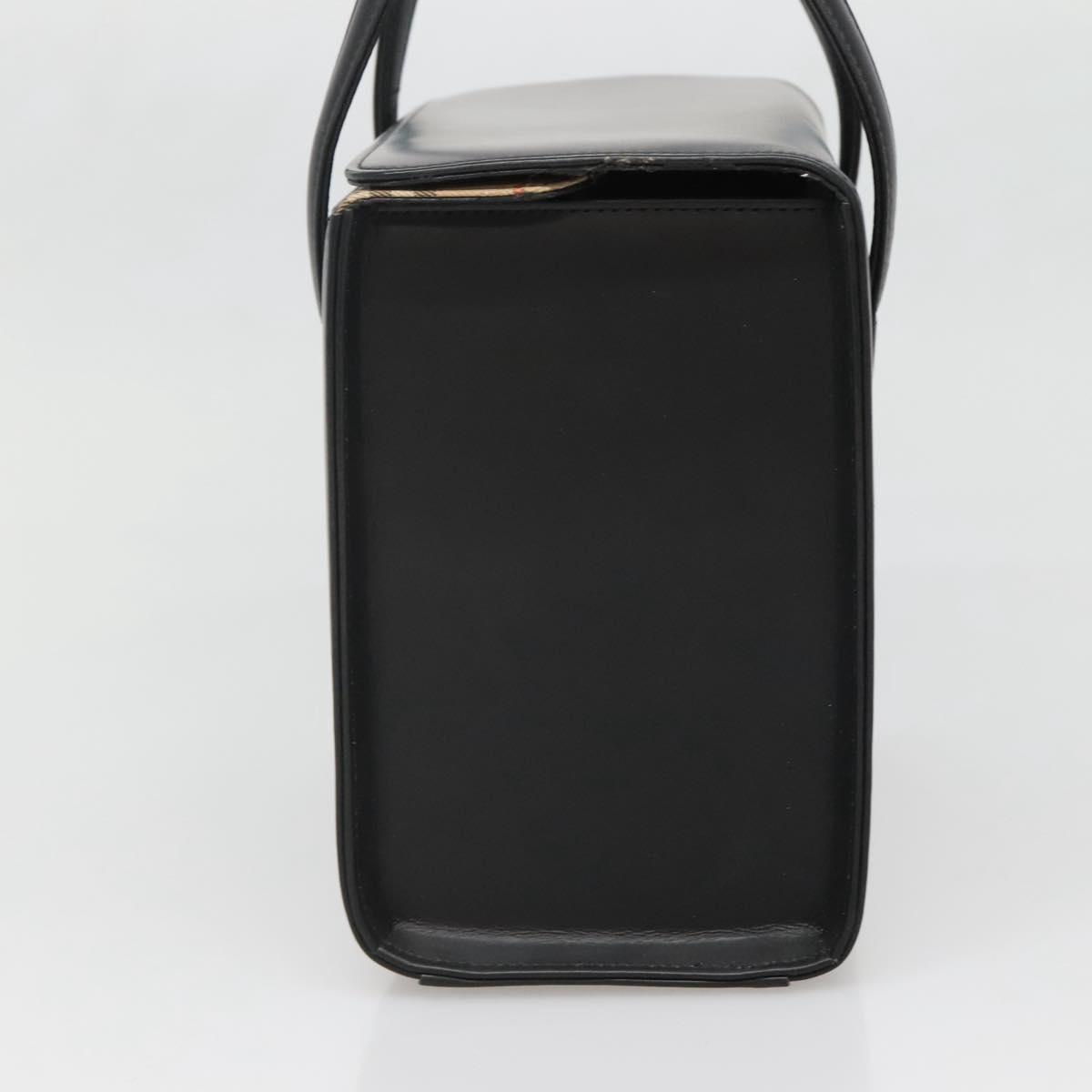 Burberrys Hand Bag Leather Black Silver Auth ep10754