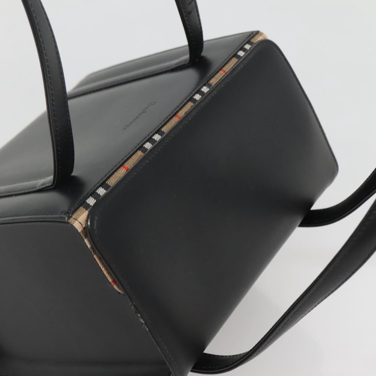 Burberrys Hand Bag Leather Black Silver Auth ep10754