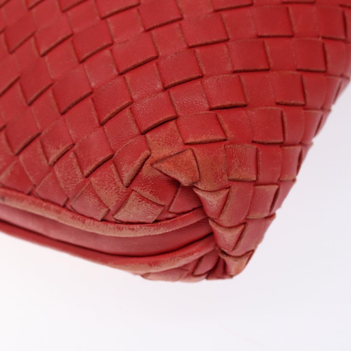 BOTTEGA VENETA INTRECCIATO Shoulder Bag Leather Red Auth ep10760