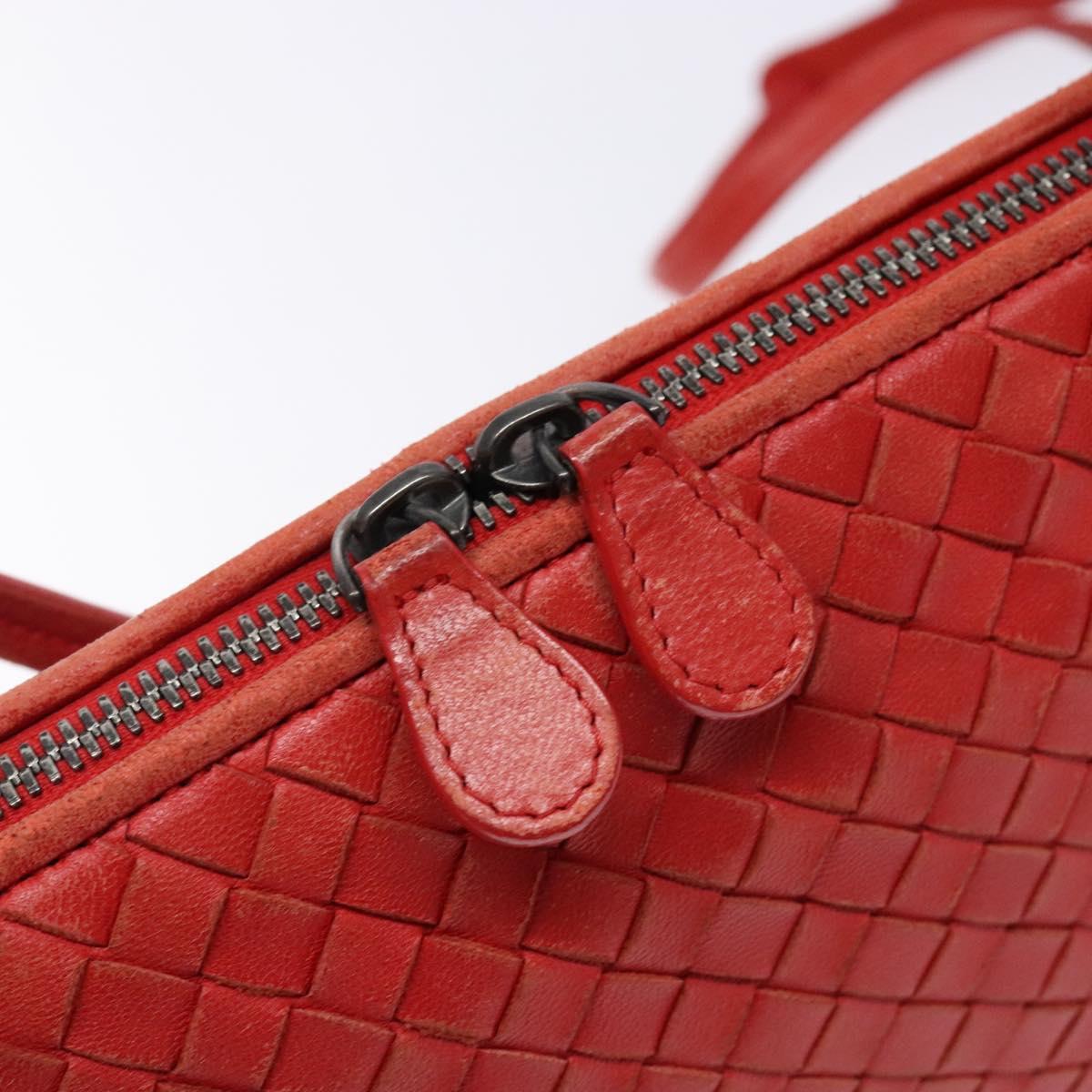 BOTTEGA VENETA INTRECCIATO Shoulder Bag Leather Red Auth ep10760