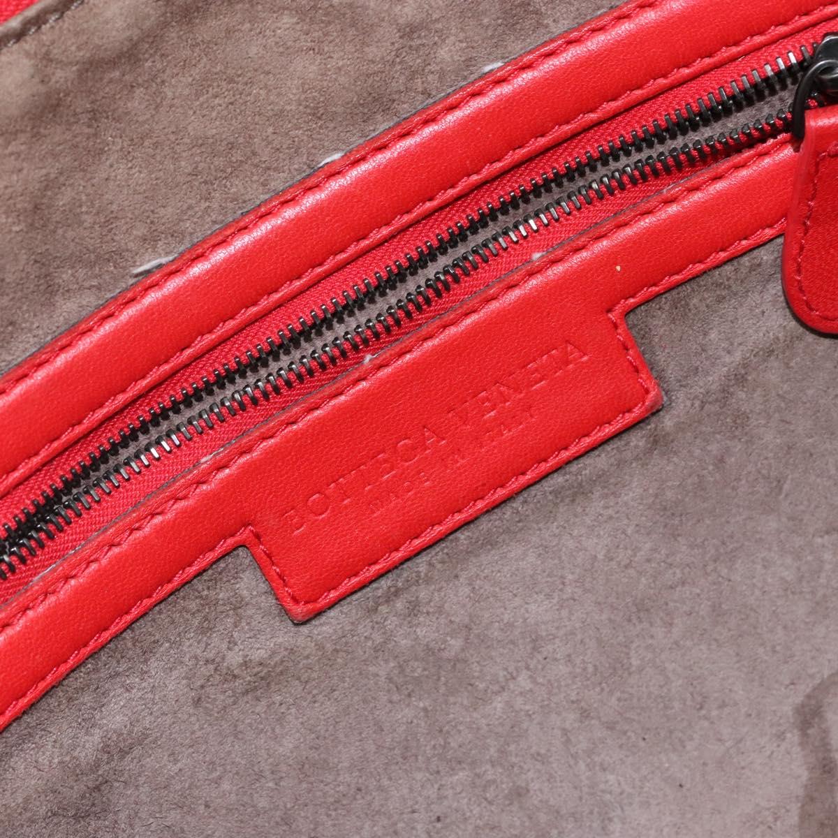 BOTTEGA VENETA INTRECCIATO Shoulder Bag Leather Red Auth ep10760