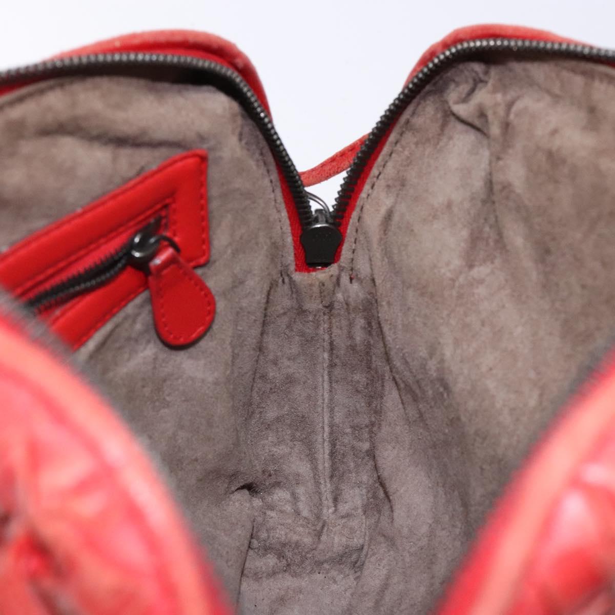 BOTTEGA VENETA INTRECCIATO Shoulder Bag Leather Red Auth ep10760