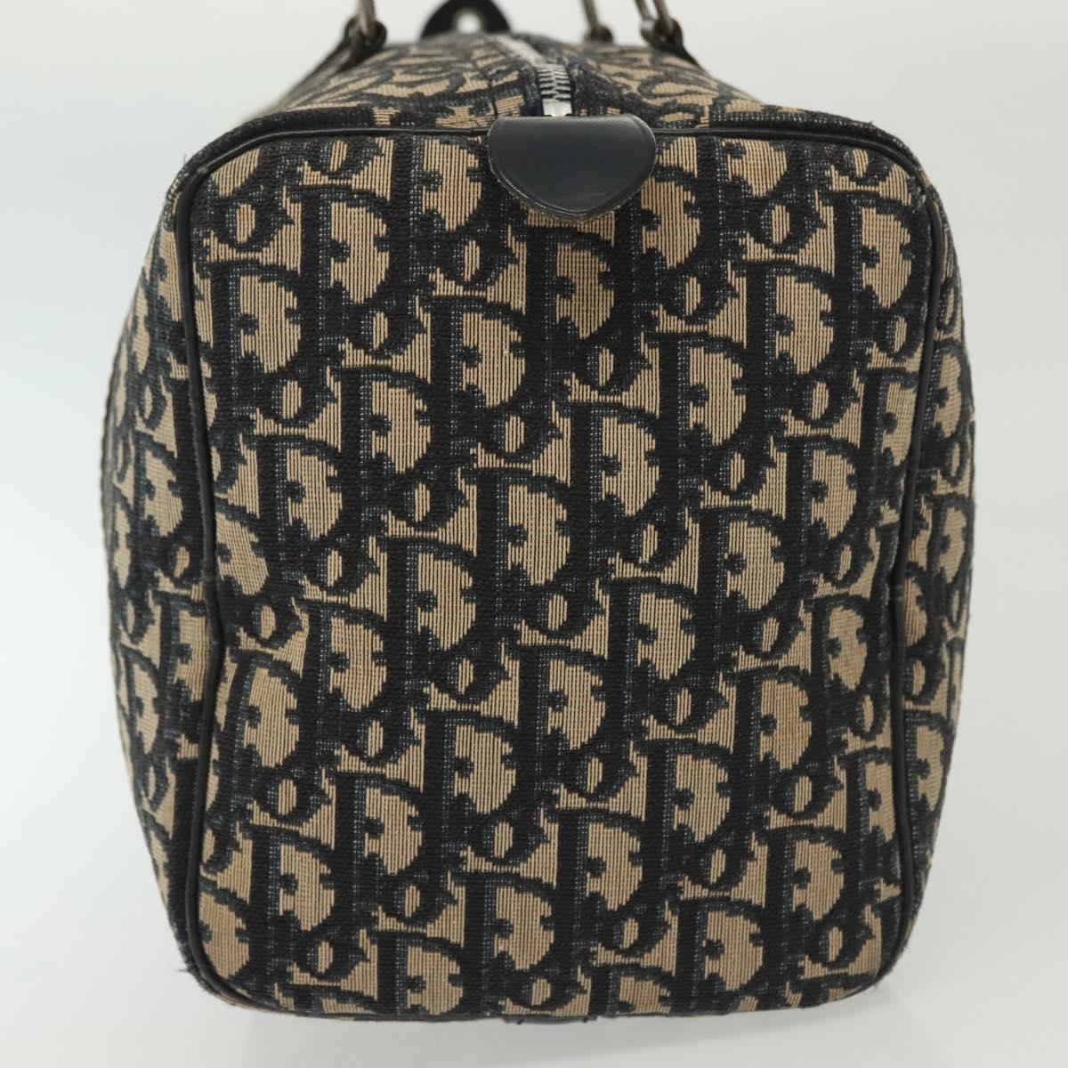 Christian Dior Trotter Canvas Boston Bag Navy Silver Auth ep10763