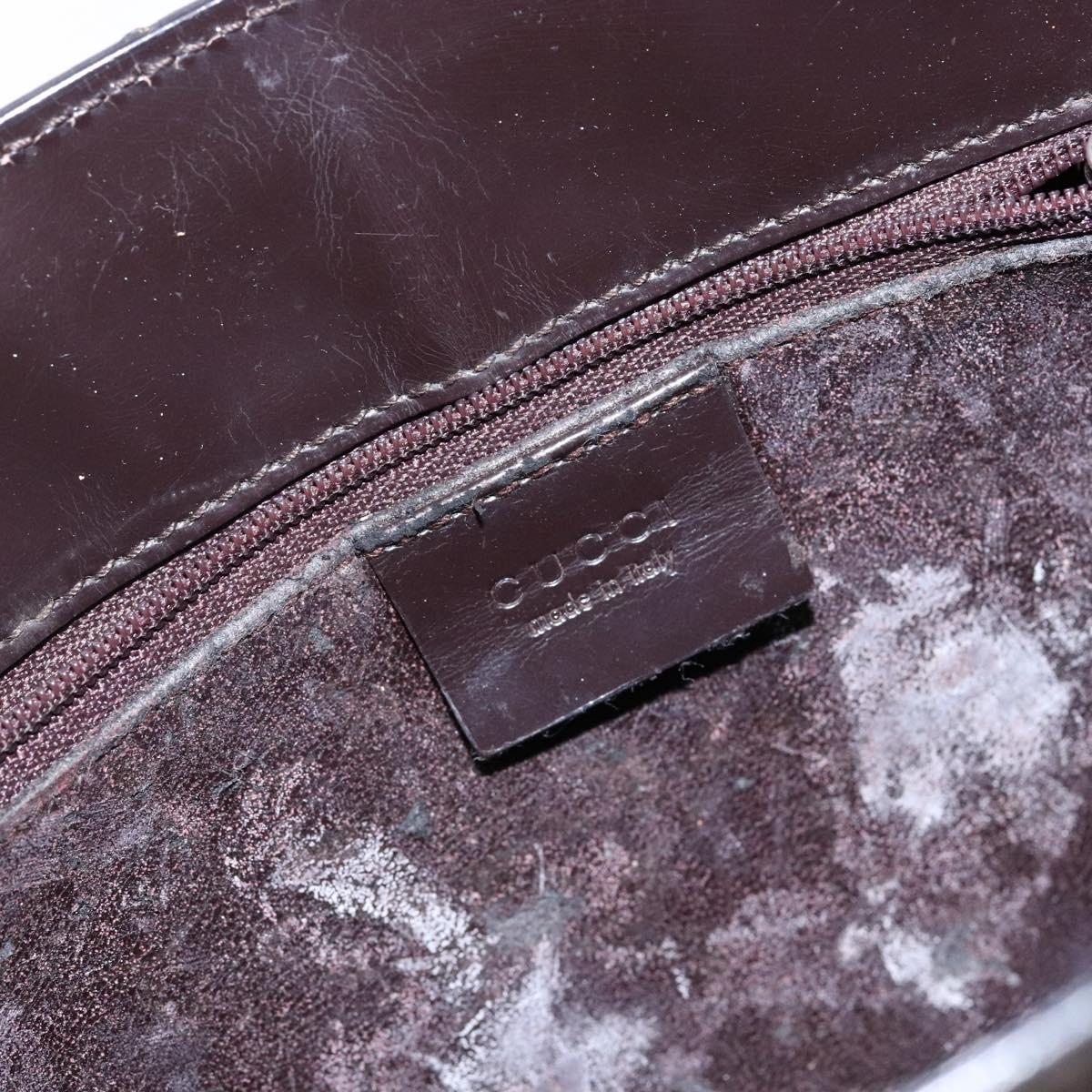 GUCCI Shoulder Bag Patent leather Brown Silver 001 3034 1705 Auth ep10769