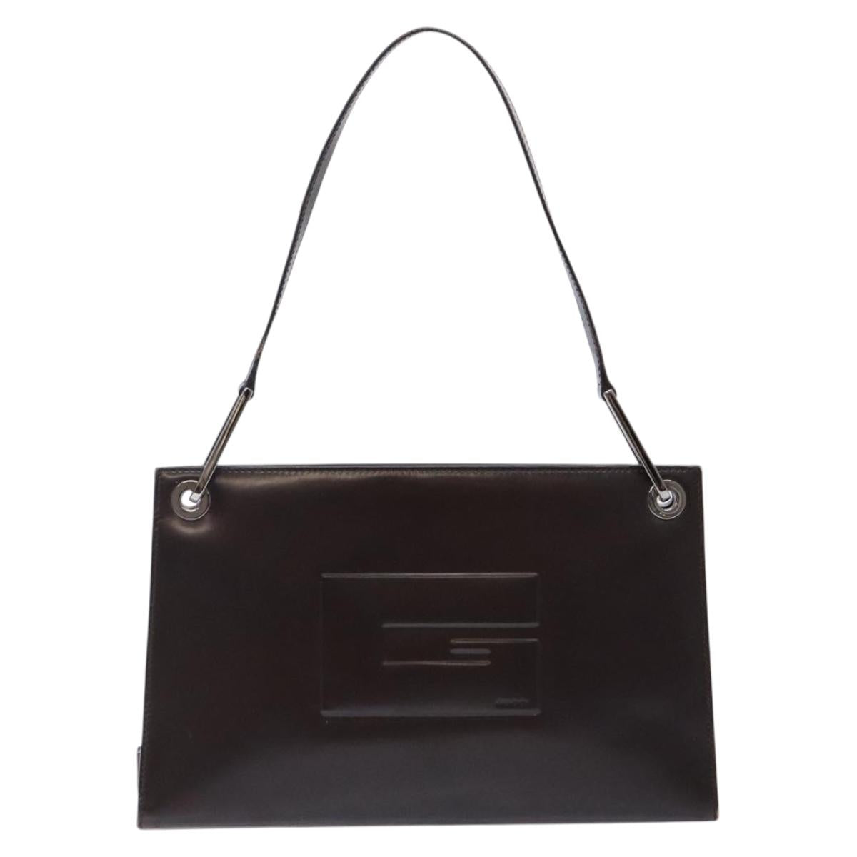 GUCCI Shoulder Bag Patent leather Brown Silver 001 3034 1705 Auth ep10769