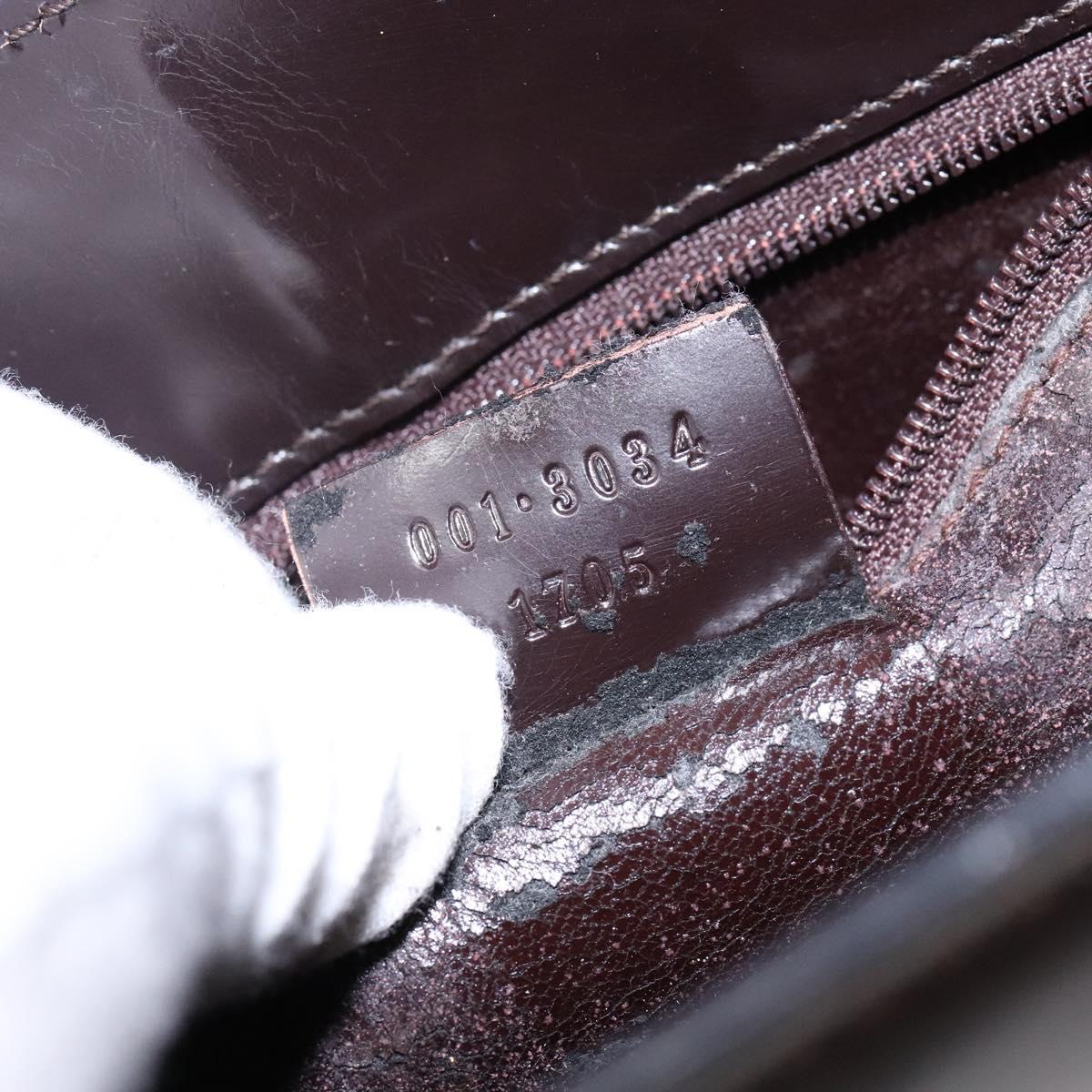 GUCCI Shoulder Bag Patent leather Brown Silver 001 3034 1705 Auth ep10769
