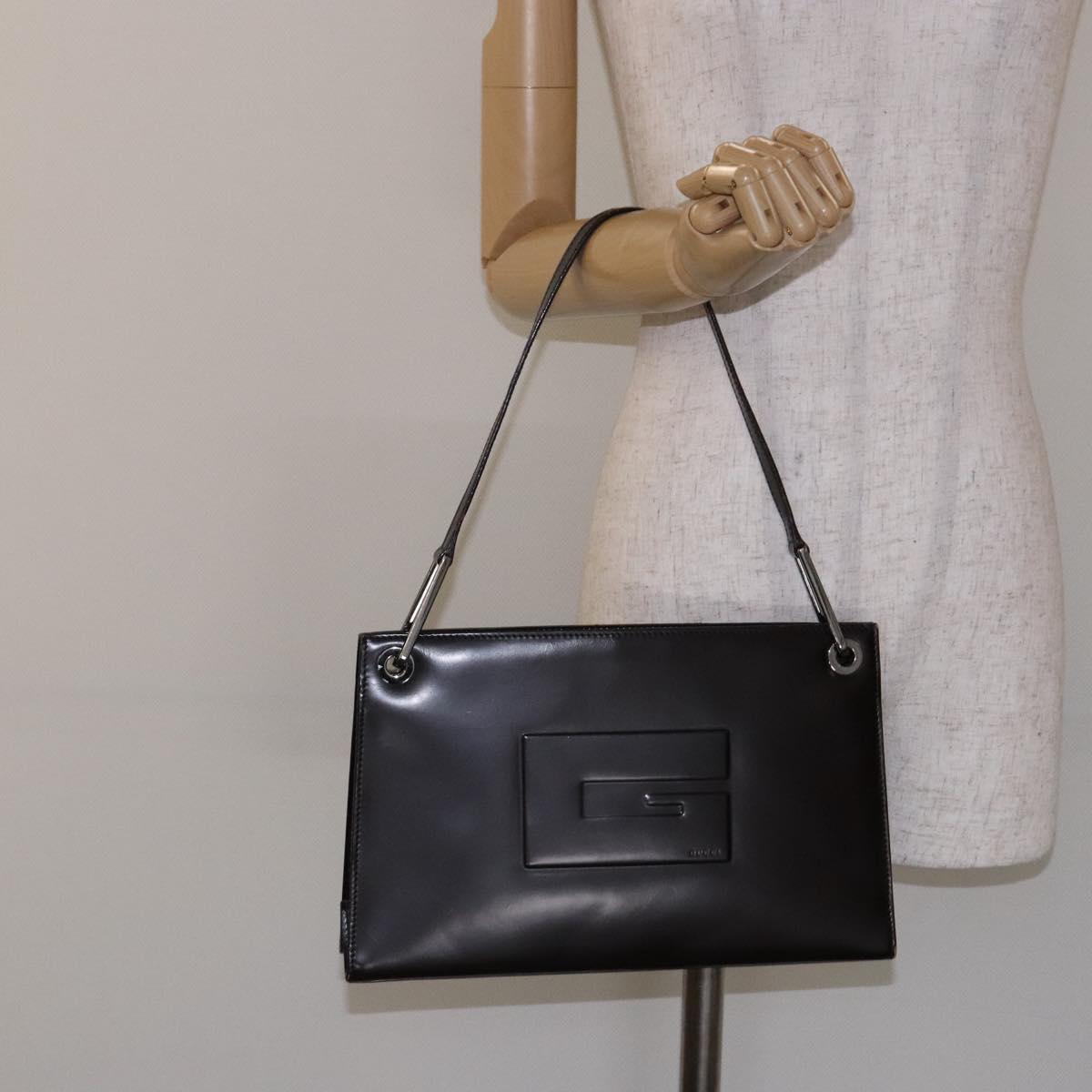 GUCCI Shoulder Bag Patent leather Brown Silver 001 3034 1705 Auth ep10769