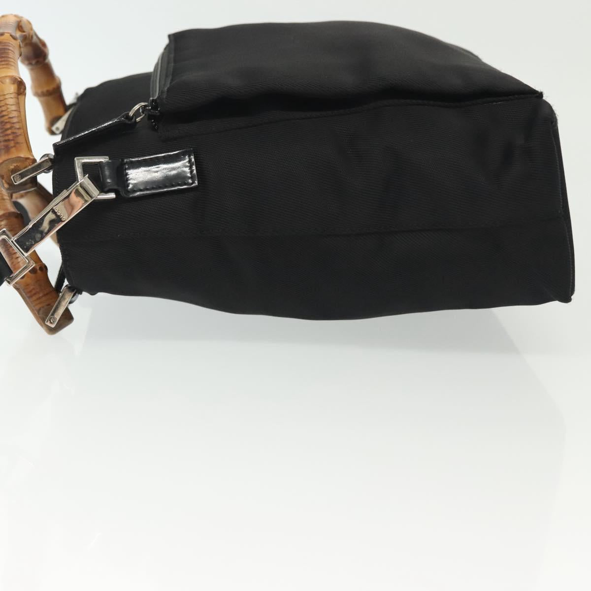 GUCCI Bamboo Hand Bag Nylon 2way Black Silver 000 2265 0581 Auth ep10773