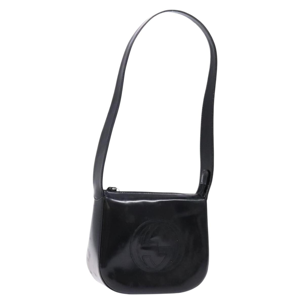 GUCCI Shoulder Bag Patent leather Black Silver 007 2046 0250 Auth ep10775