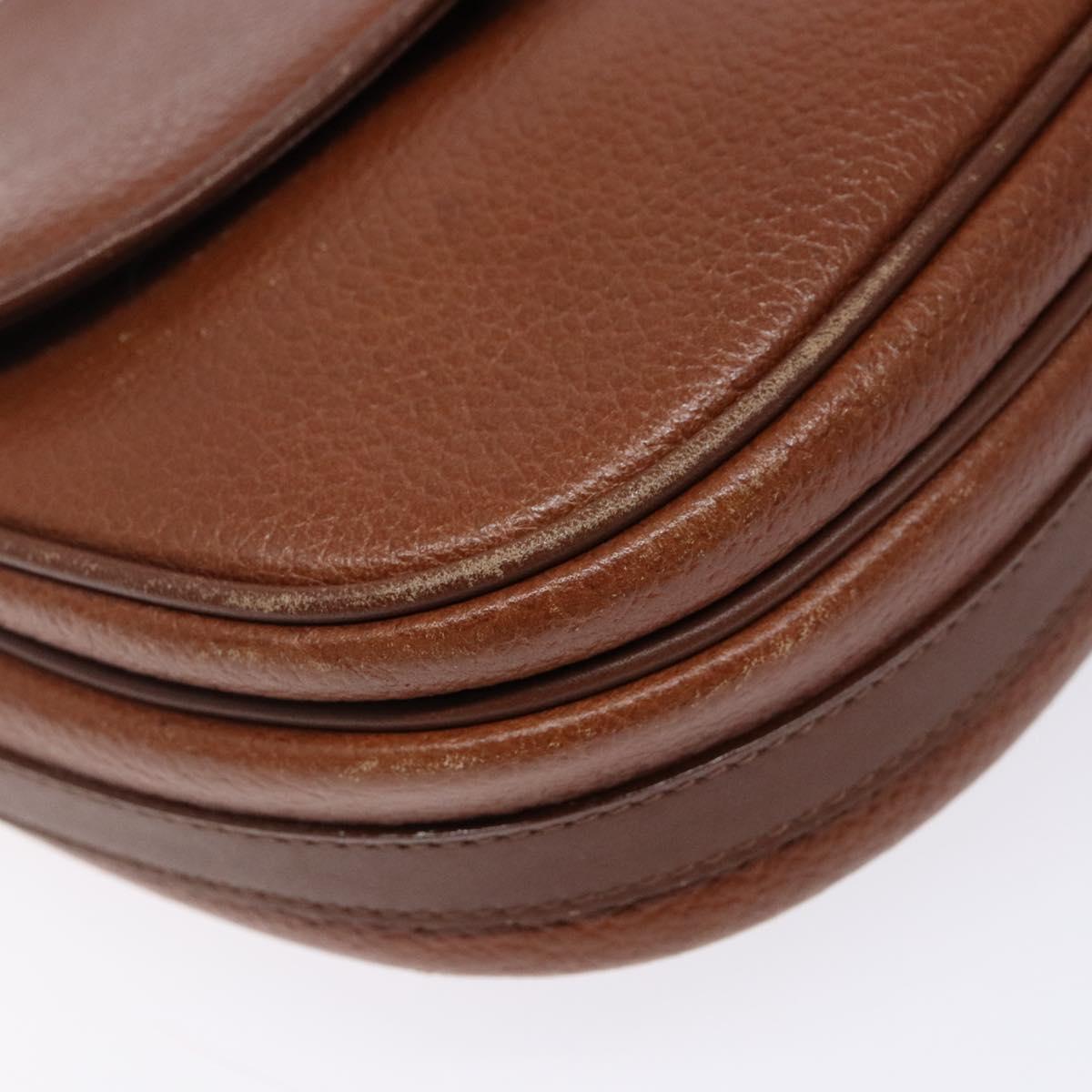 Burberrys Shoulder Bag Leather Brown Gold Auth ep10776