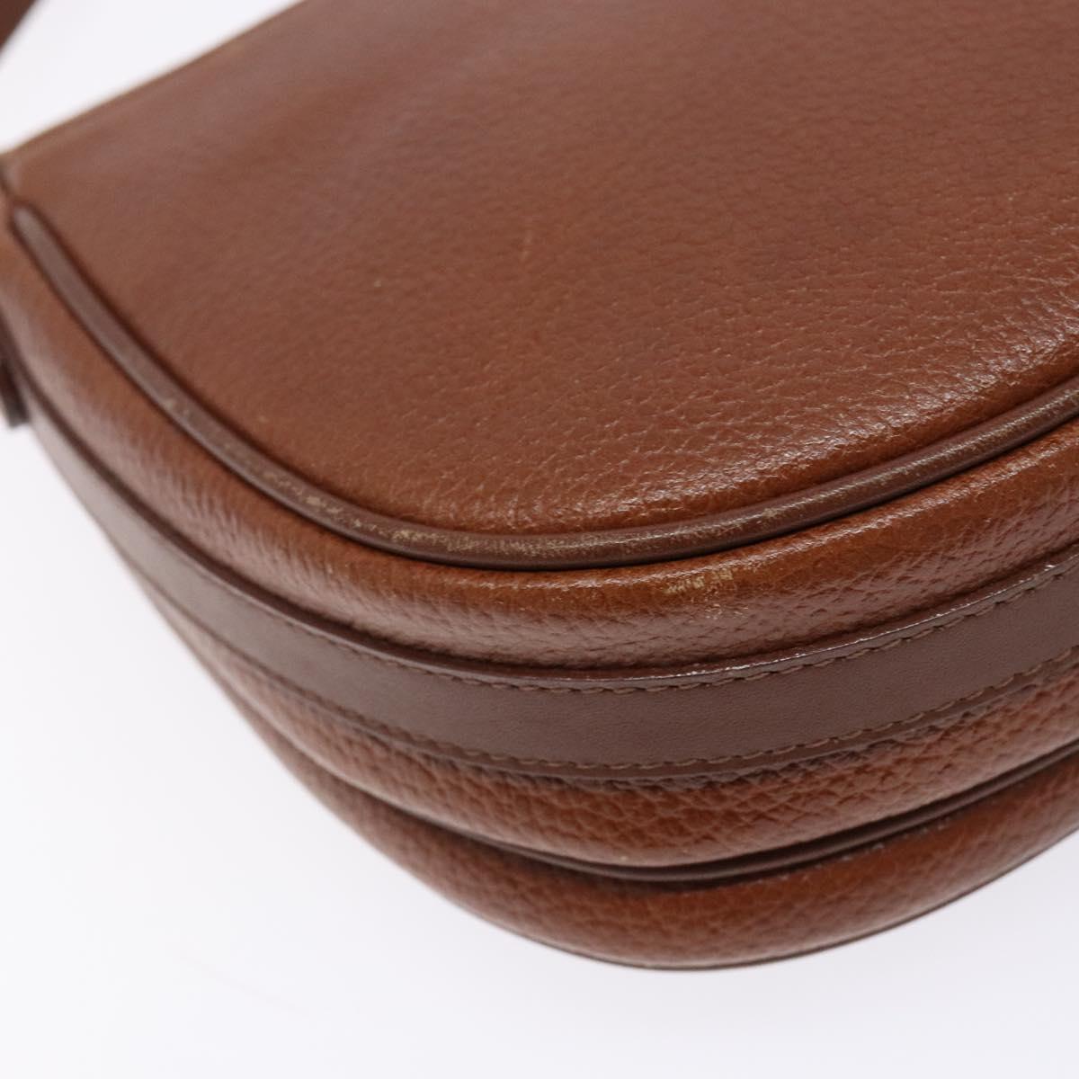 Burberrys Shoulder Bag Leather Brown Gold Auth ep10776