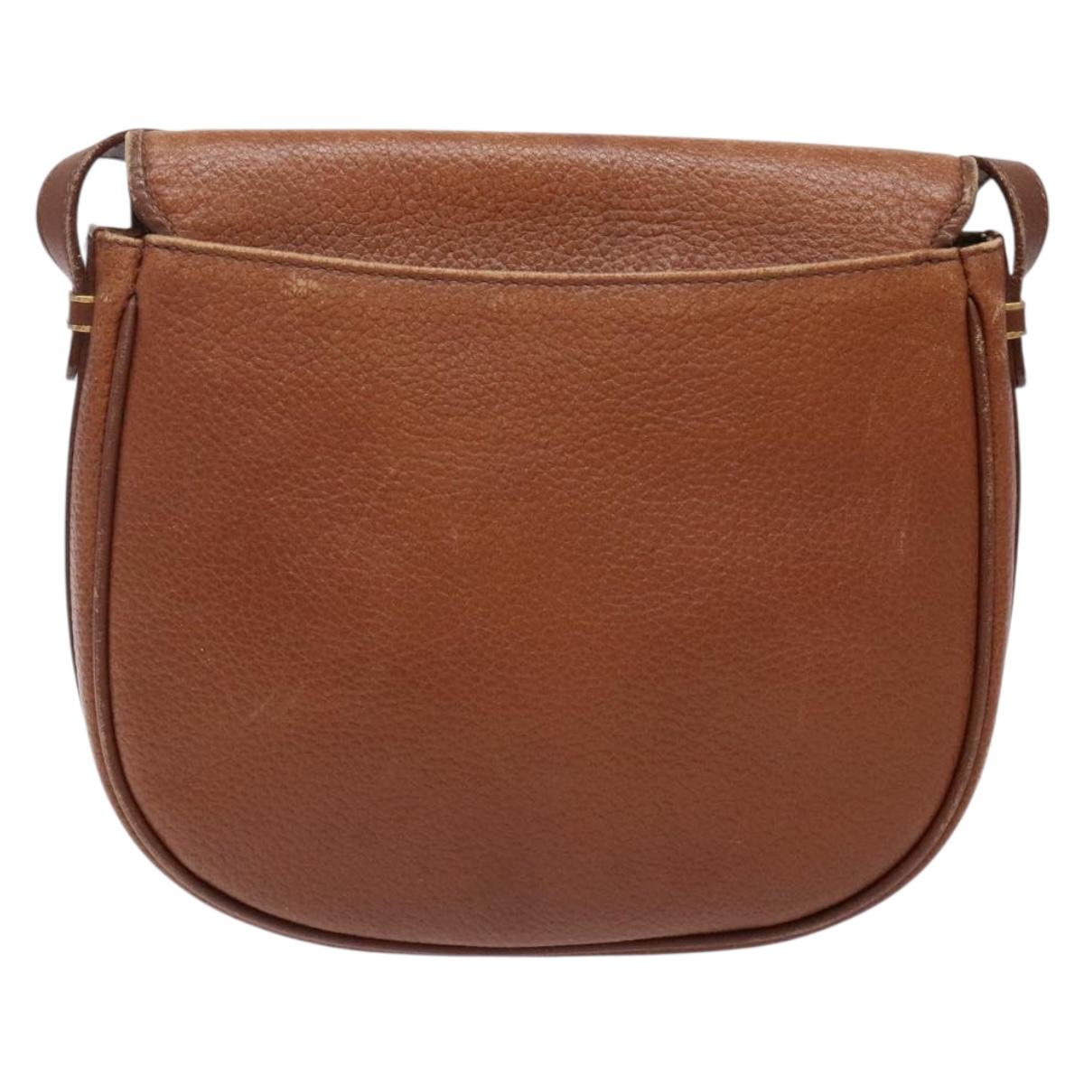 Burberrys Shoulder Bag Leather Brown Gold Auth ep10776