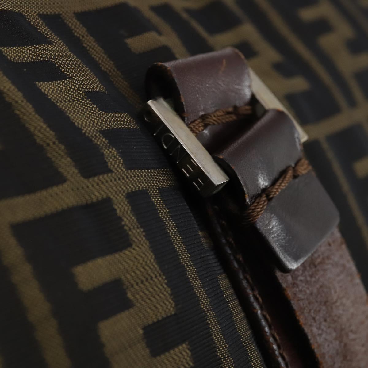 FENDI Zucca Canvas Boston Bag Black Brown Auth ep10777