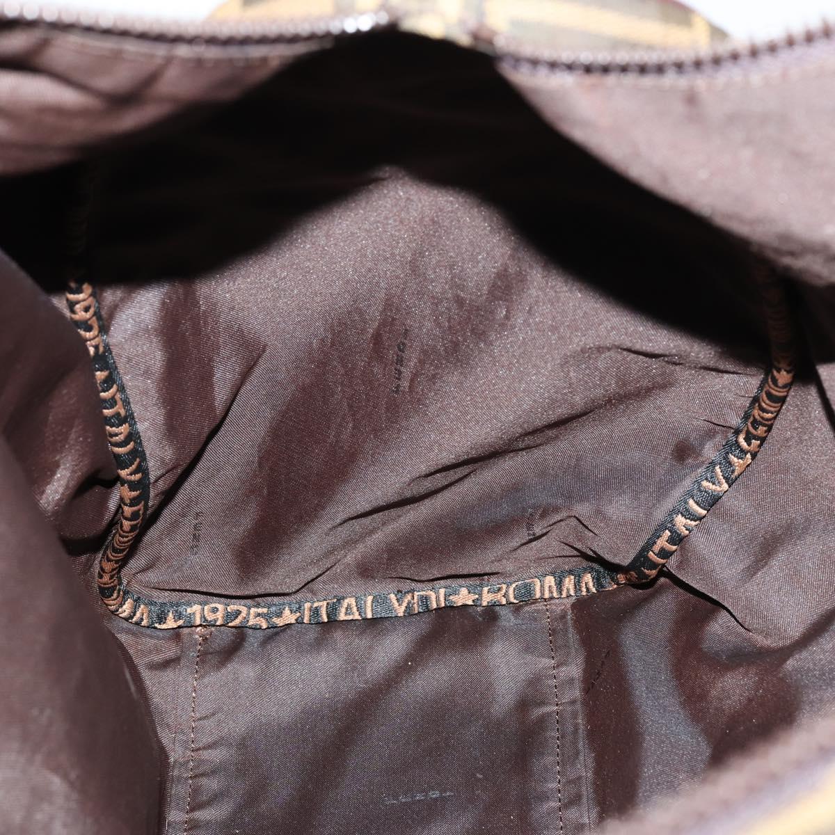 FENDI Zucca Canvas Boston Bag Black Brown Auth ep10777