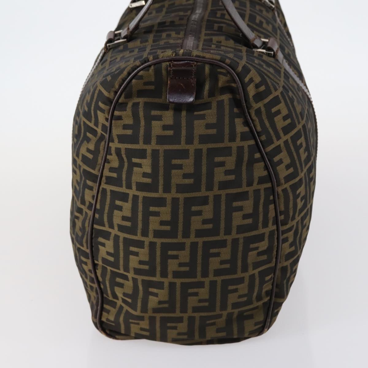 FENDI Zucca Canvas Boston Bag Black Brown Auth ep10777