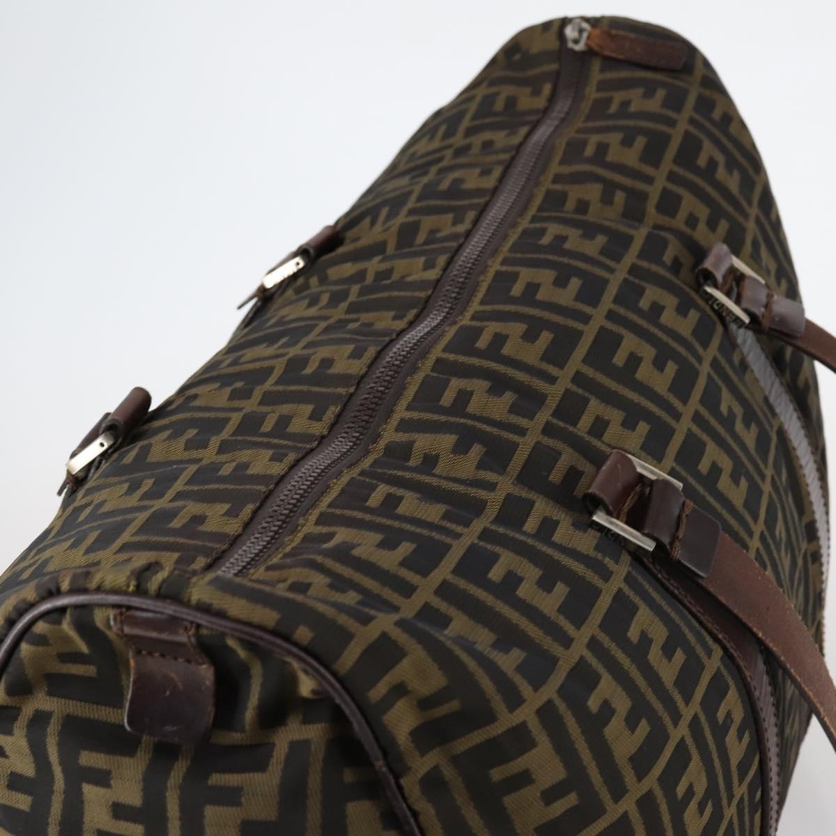 FENDI Zucca Canvas Boston Bag Black Brown Auth ep10777