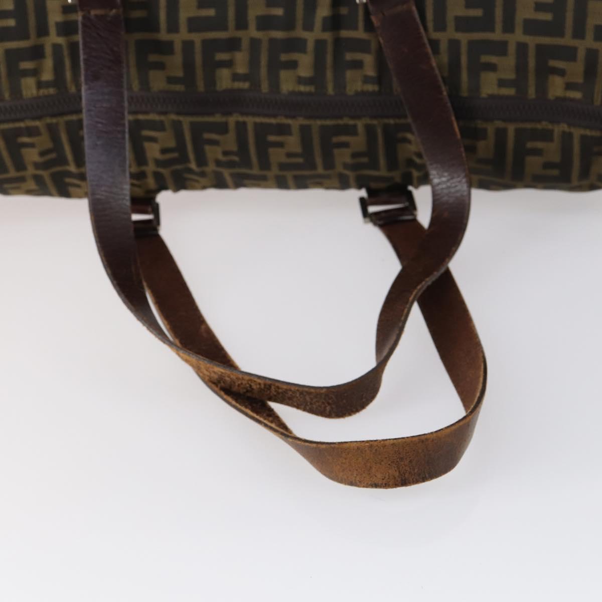 FENDI Zucca Canvas Boston Bag Black Brown Auth ep10777