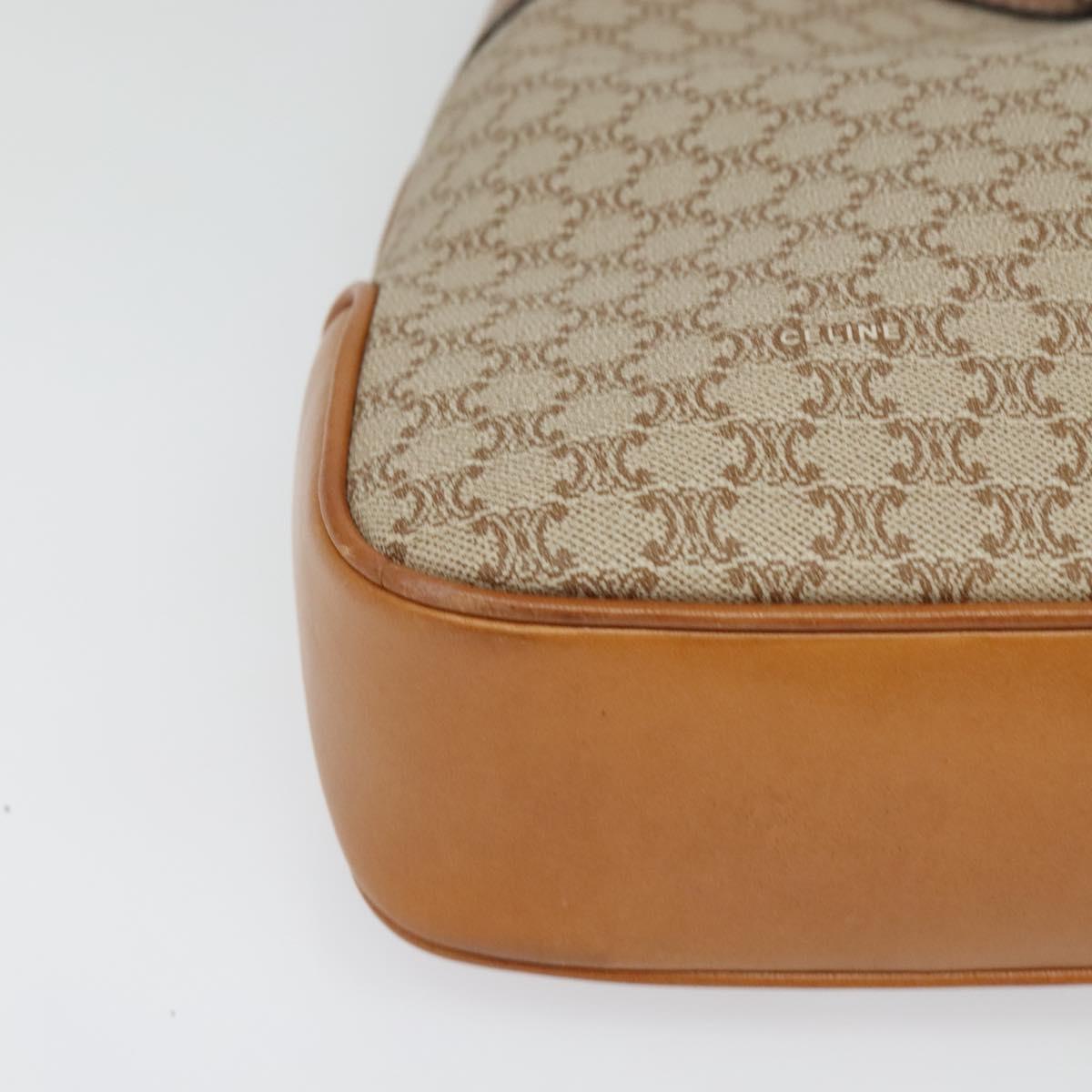 CELINE Macadam Canvas Shoulder Bag PVC Beige Gold Auth ep10790