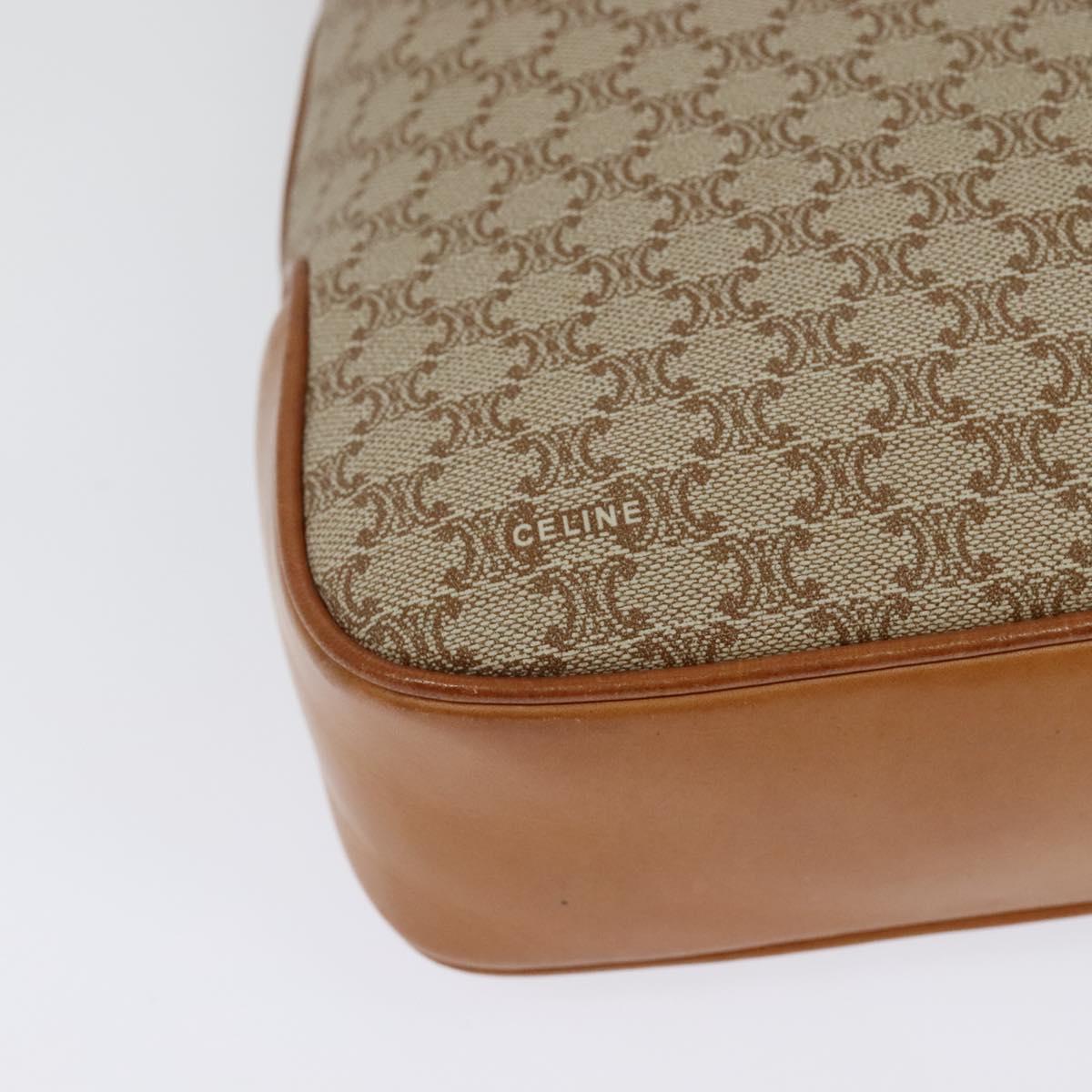 CELINE Macadam Canvas Shoulder Bag PVC Beige Gold Auth ep10790