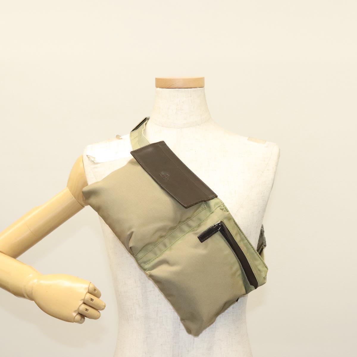 GUCCI Waist bag Canvas Beige Silver 28566 Auth ep10792